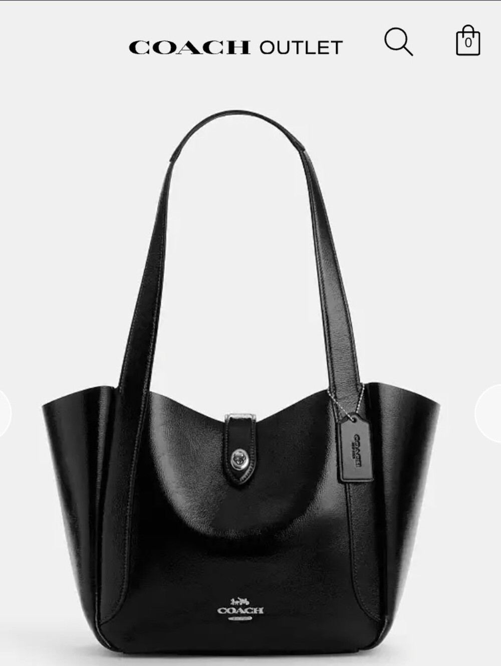 Coach Black Leather Tote with Turnlock Accent